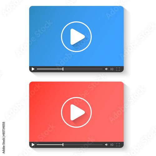 Flat clean video player for web