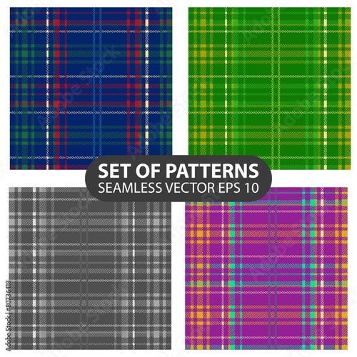 Obraz na plátně set of 4 vector abstract seamless patterns