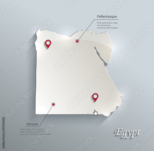 Egypt map blue white card paper 3D vector infographics vector