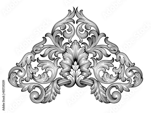Vintage baroque corner frame scroll ornament vector
