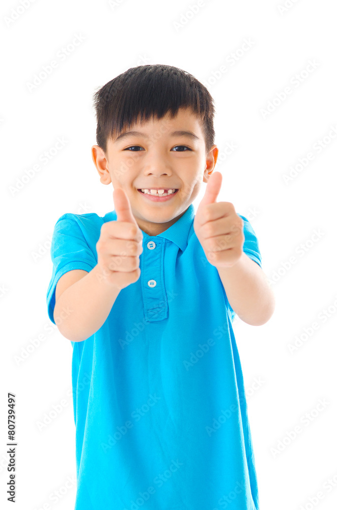 Asian boy raised his thumbs up Asian boy raised his thumbs up