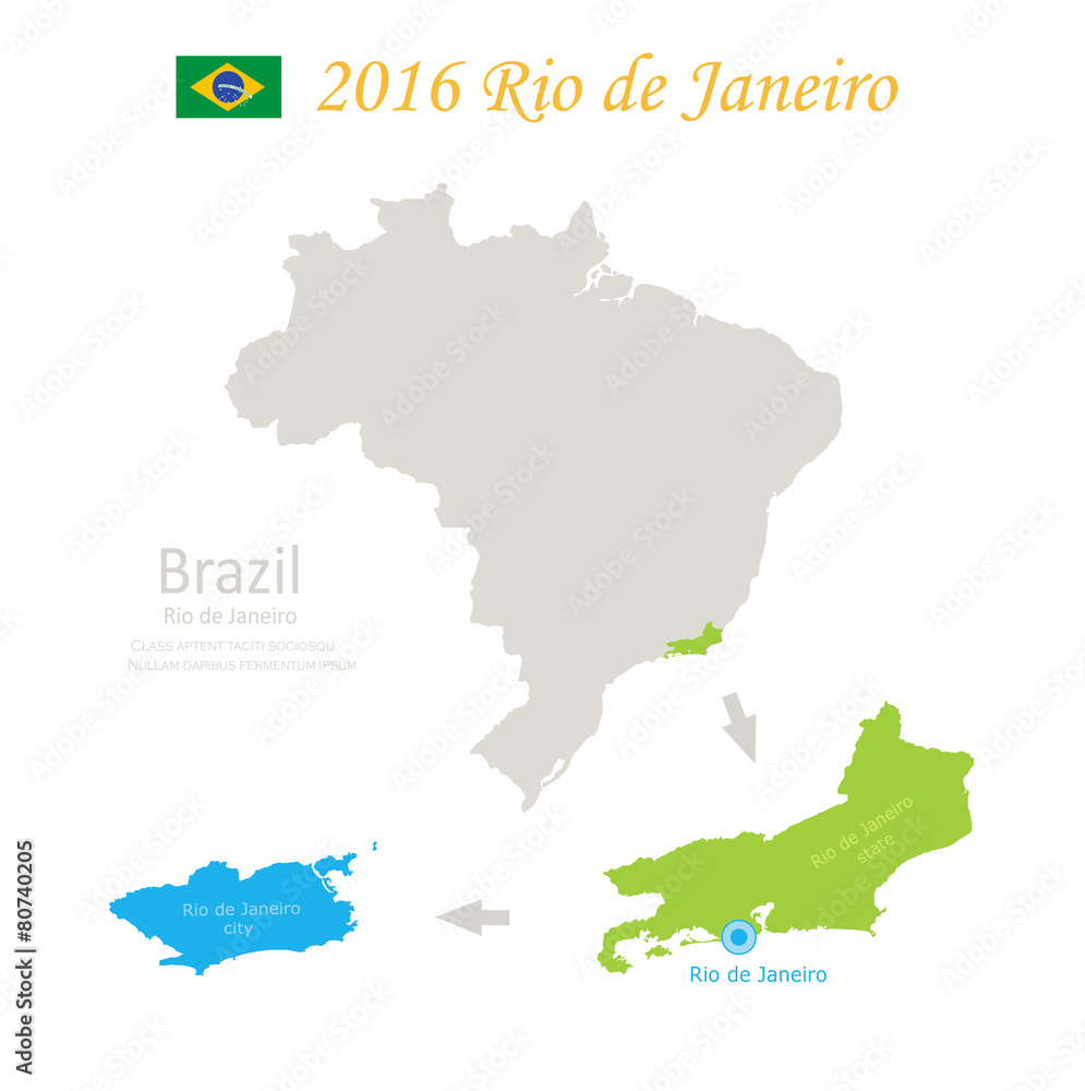 Brazil Rio de Janeiro state city Brazil map vector