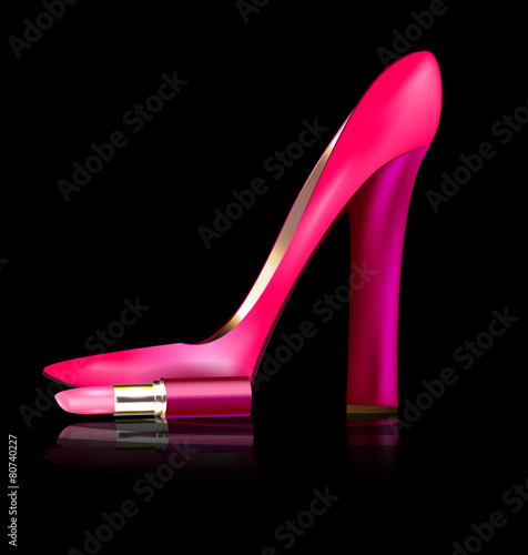 pink shoe and lipstick