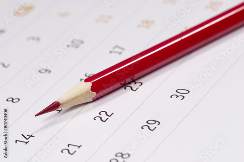 Wallpaper Mural Red pencil over calendar Torontodigital.ca