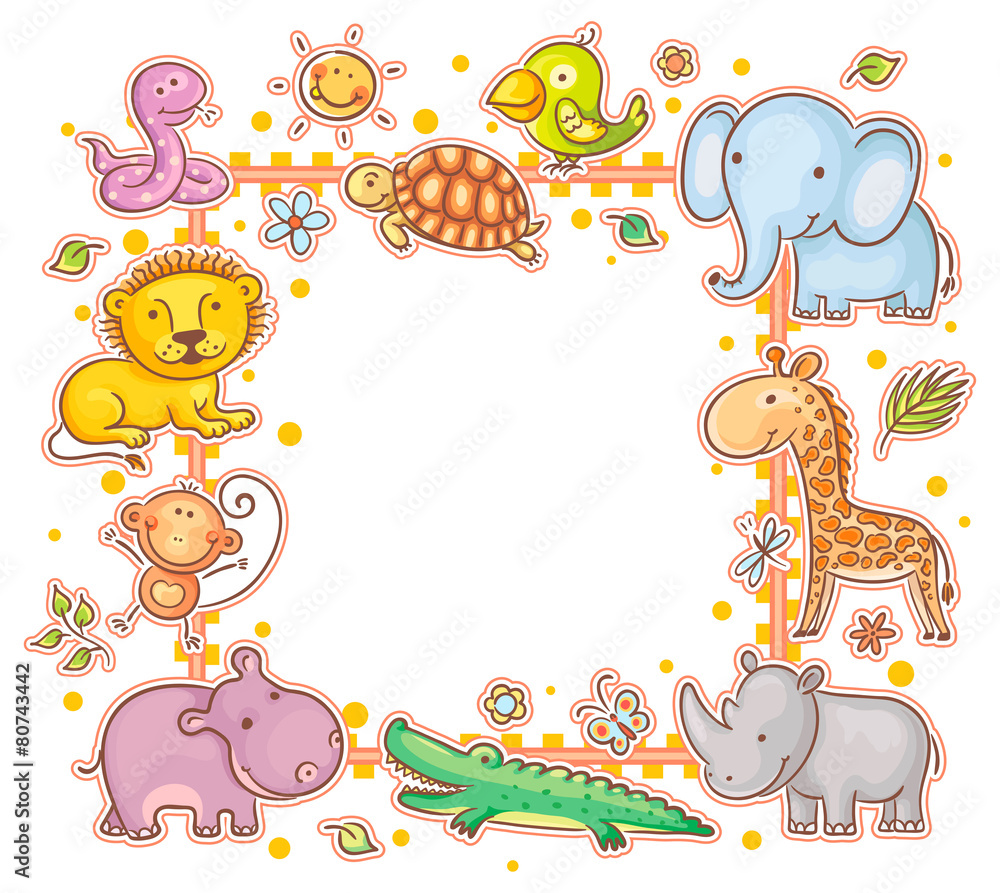 Fototapeta premium Square Frame with Wild Animals
