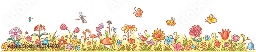Horizontal Cartoon Flower Border