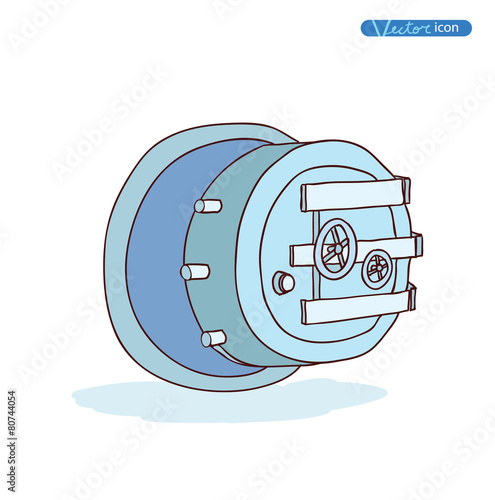 Bank Safe icon,hand drawn vector illustration