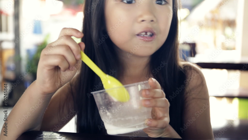 Happy asian kid enjoy ice cream Happy asian kid enjoy ice cream