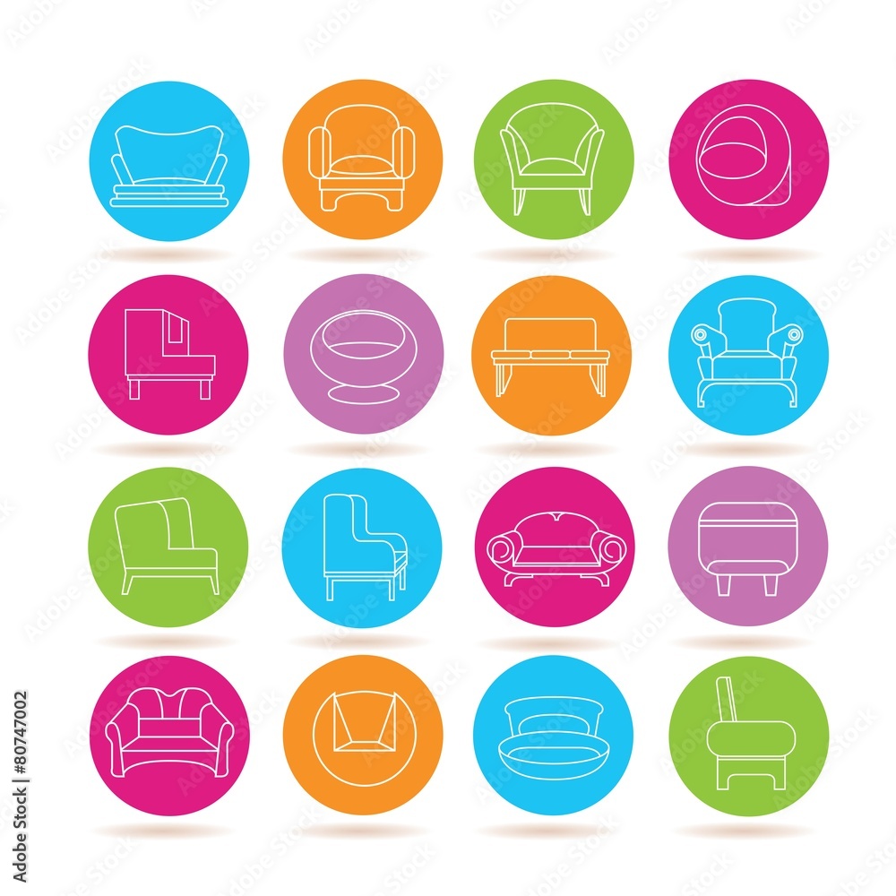 Fototapeta premium sofa icons