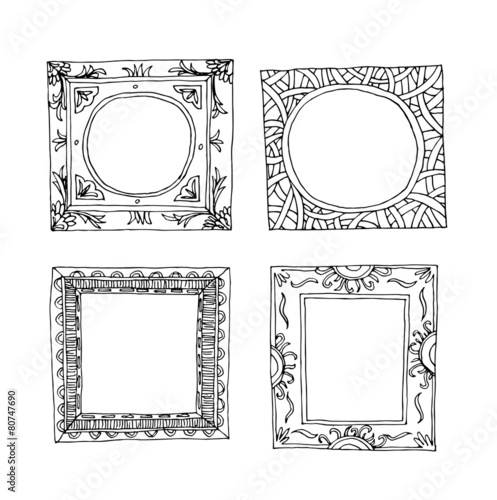 Set of old picture frames,  vector illustration
