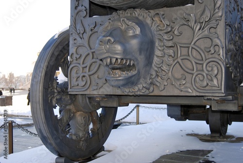 Tsar Cannon (King Cannon) in Moscow Kremlin in winter.