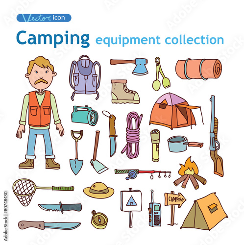 Vector set of camping icons