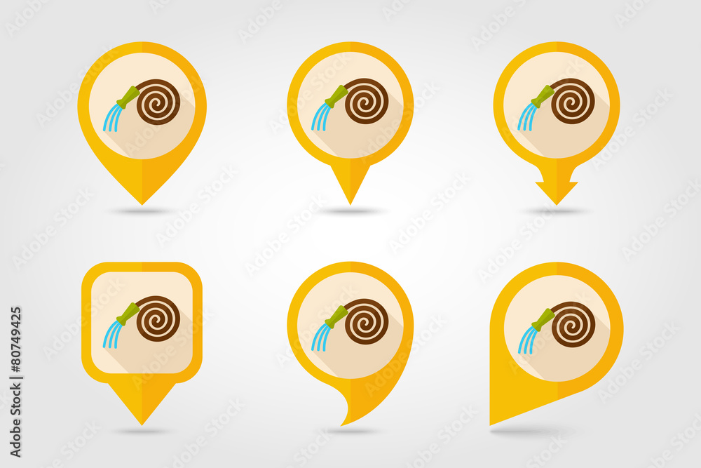 Garden Hose flat mapping pin icon with long shadow Garden Hose flat mapping pin icon with long shadow