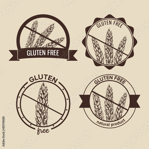 Set of four gluten free labels