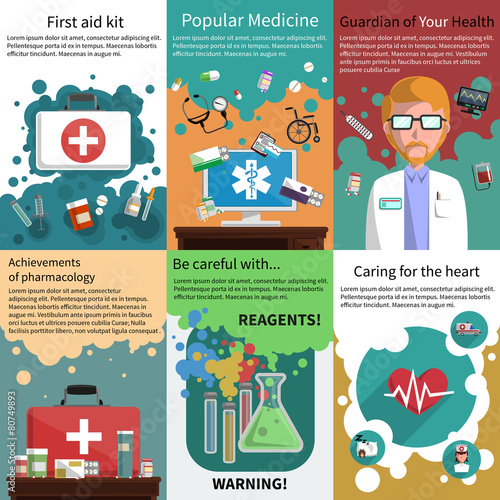 Mini medicine poster muliticolored set