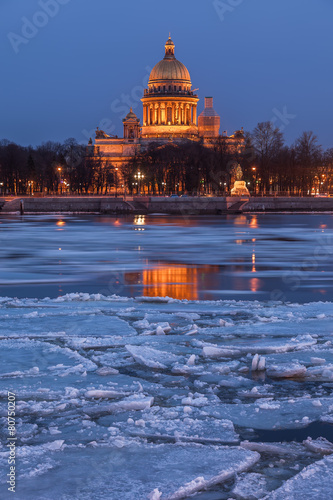 Saint Isaac's Cathedral at sunset, St. Petersburg