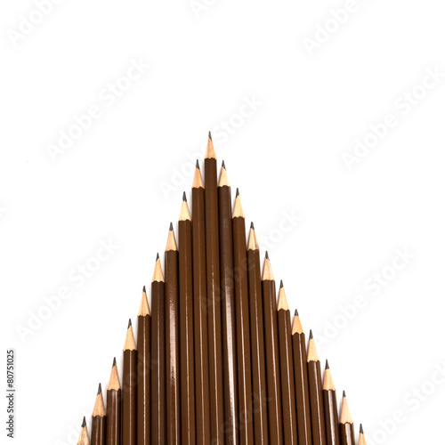 brown wooden pencil arrange on white background
