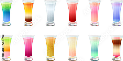 Set of cocktailes isolated on white