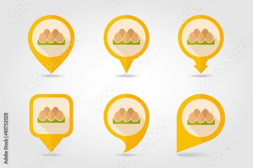 Free Download Chicken eggs in a tray flat mapping pin icon with long shadow - GFXLoad