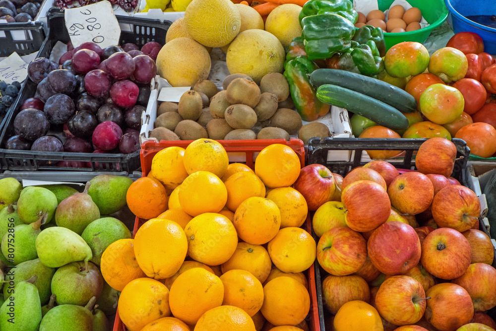 Ripe fruits for sale at a market