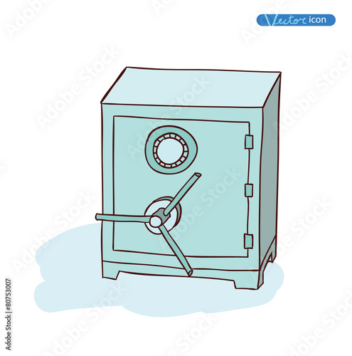 Bank Safe icon,hand drawn vector illustration
