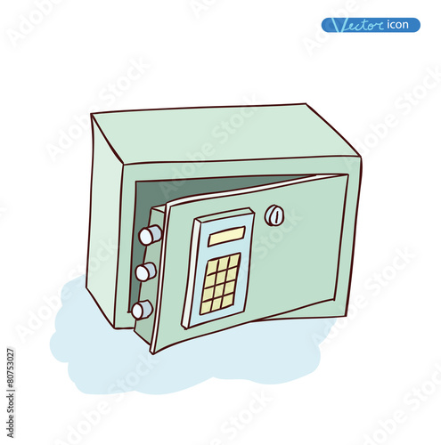 Bank Safe icon,hand drawn vector illustration