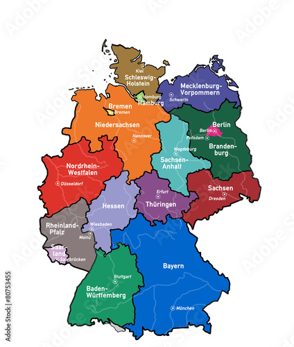 kd4 KarteDeutschland - Bundesländer Hauptstädte Flüsse - g3483 photo