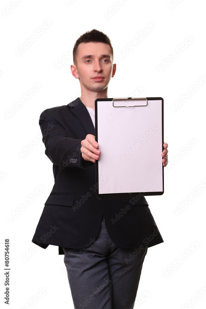 Young professional looking into camera isolated on white Young professional looking into camera isolated on white