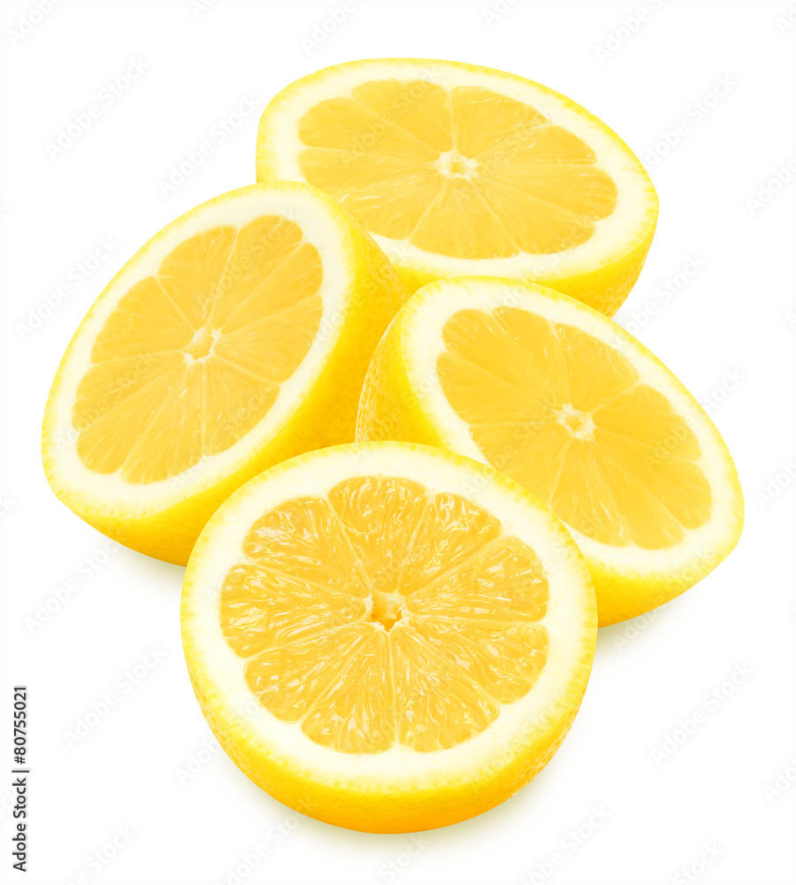 Group of juicy yellow lemons on a white background isolated