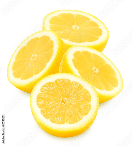 Group of juicy yellow lemons on a white background isolated