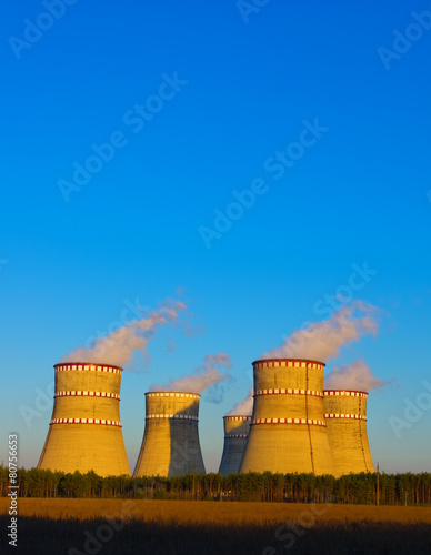 The cooling towers of the nuclear power plant