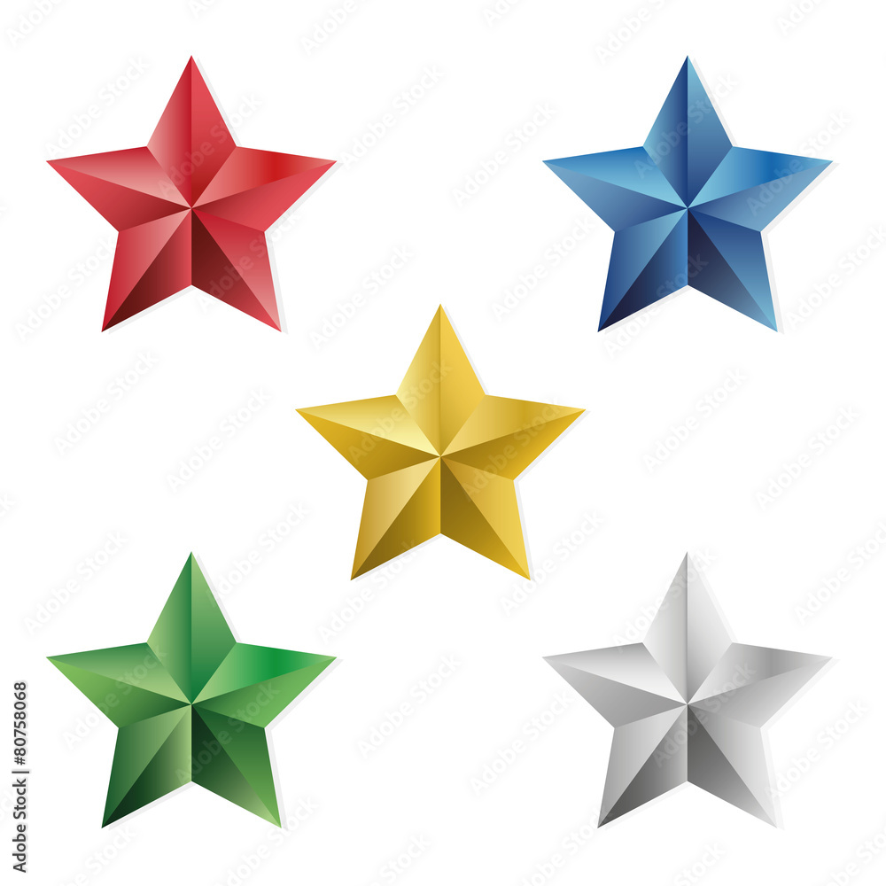 Fototapeta premium Set of precious stars vector isolated objects