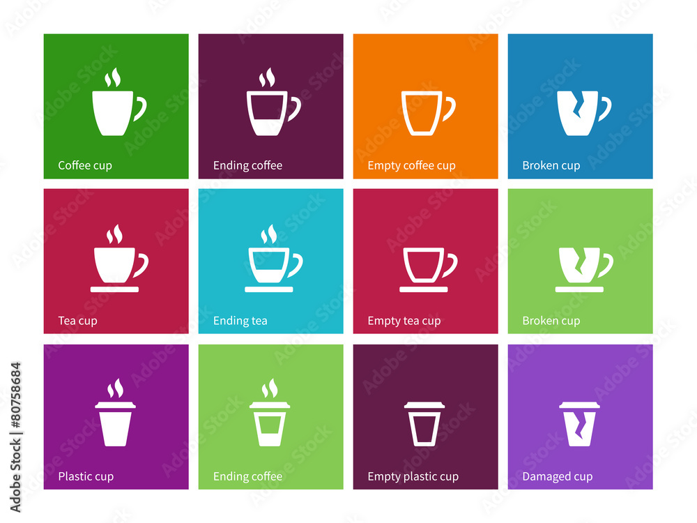 Coffee cup and Tea mug icons on color background. Coffee cup and Tea mug icons on color background.