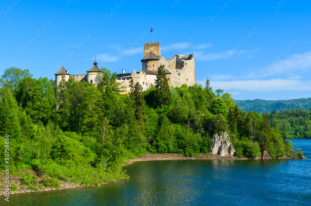 View of Niedzica castle built on bank of Dunajec river, Poland View of Niedzica castle built on bank of Dunajec river, Poland