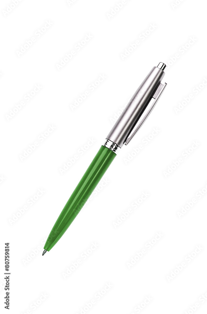 green silver pen isolated on white green silver pen isolated on white