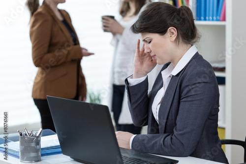 фотографія Worker of corporation having migraine