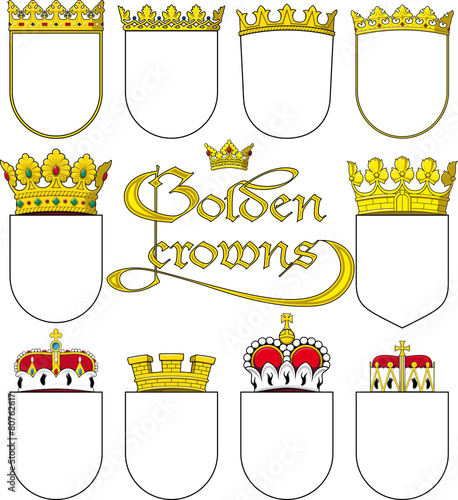 golden crowns - vector, isolated