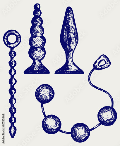Vaginal balls and anal plugs. Doodle style