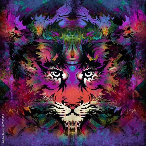 яркий абстрактный фон с тигром