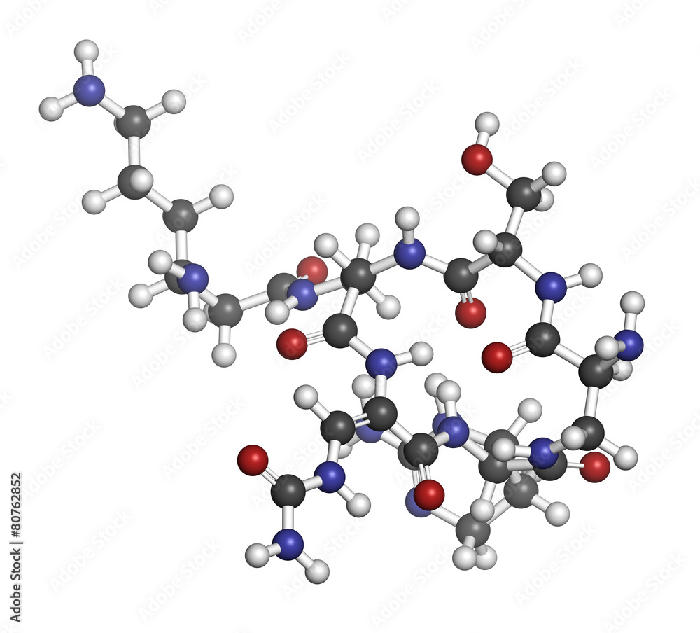 Capreomycin antibiotic drug molecule. 