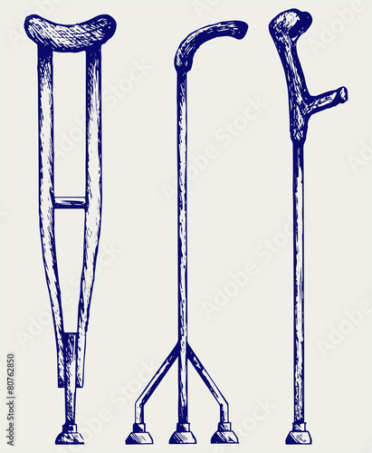 Set crutches. Doodle style