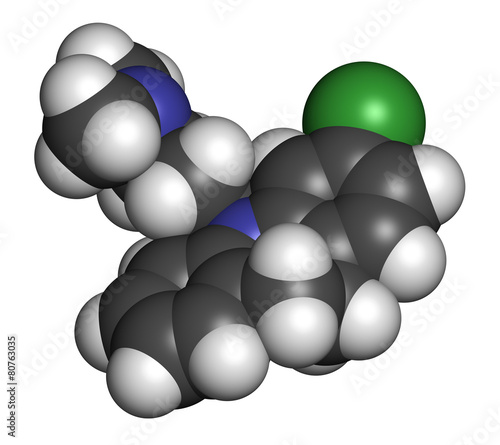 Clomipramine tricyclic antidepressant drug molecule.  photo