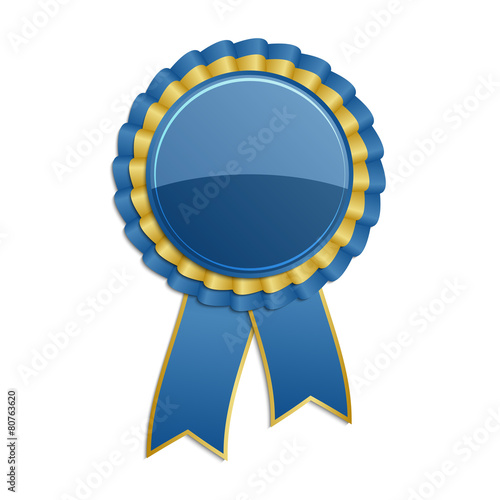 Photo Gold and blue rosette with ribbon
