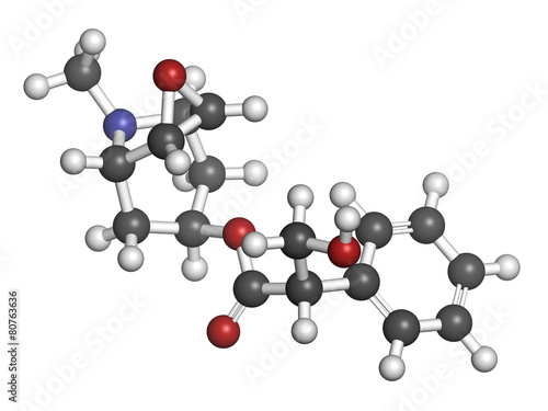 Scopolamine (hyoscine) anticholinergic drug molecule.  photo
