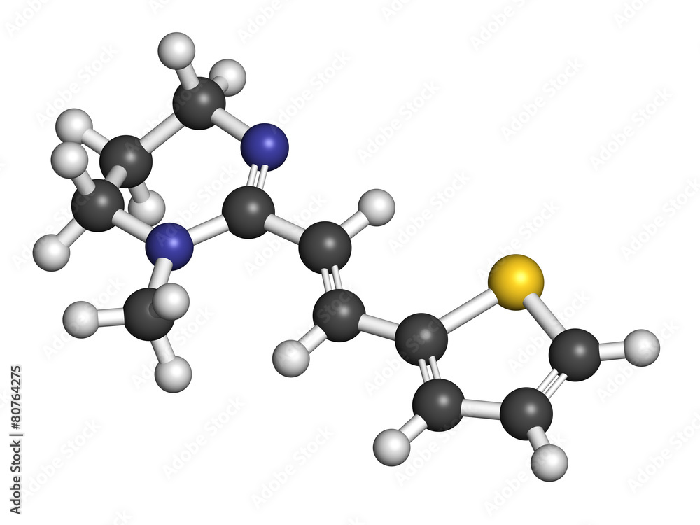 Pyrantel antinematodal drug molecule. Pyrantel antinematodal drug molecule.