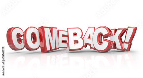 Comeback Word Red 3d Letters Bounce Back Rebound Triumphant Retu photo