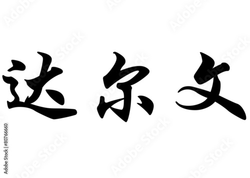 English name Darwin in chinese calligraphy characters