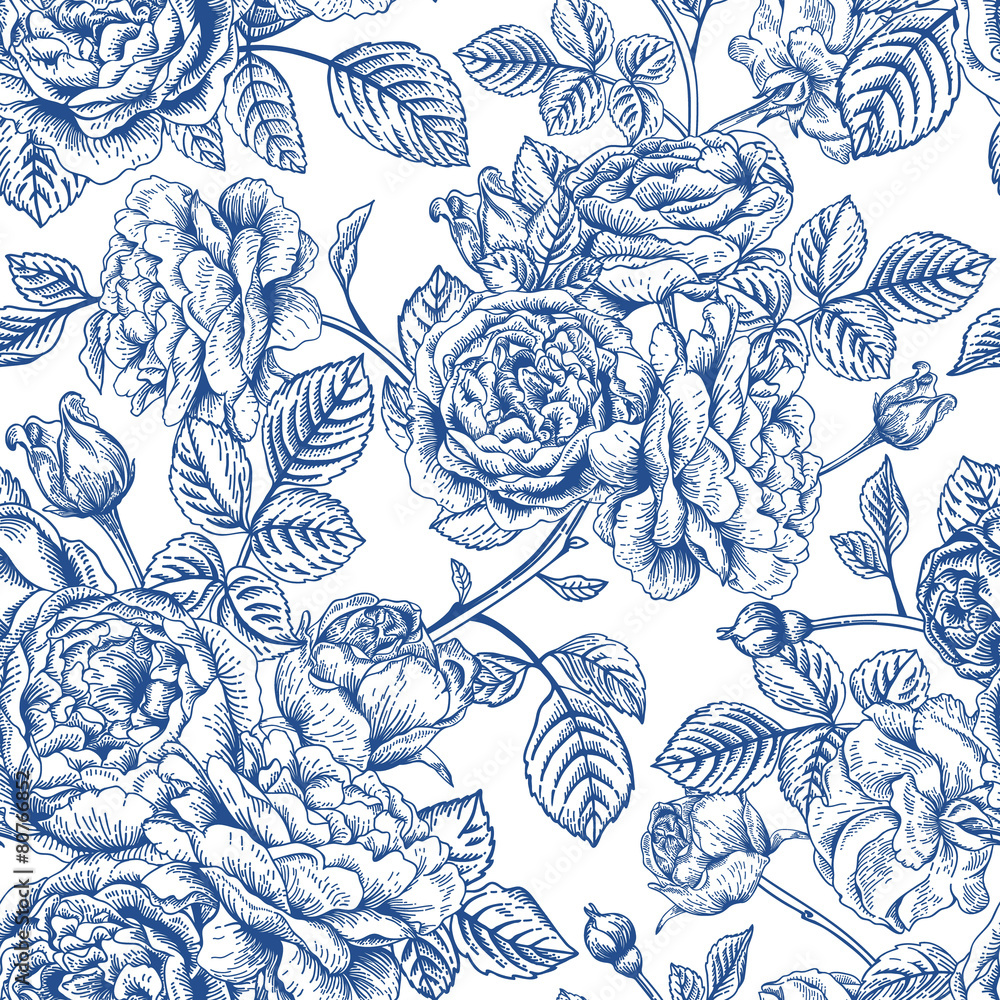 Seamless pattern with  roses.