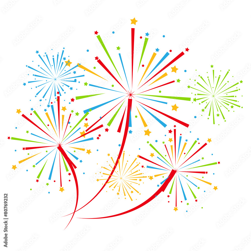 Fireworks vector on white background