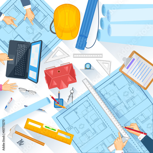 Working table of architect